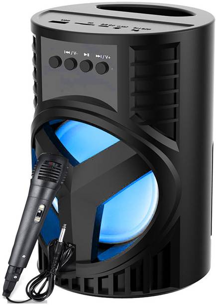 Backspace Mini home threat speaker karaoke sub woofer portable with wireless system 3D Sound| Splash Proof| Deep Baas Stereo Sound Quality |AUX Supported| Wireless Speaker|color full lighting | Long Hour Battery Life 10 W Bluetooth PA Speaker