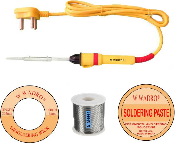 W Wadro Beginners Complete 4 in 1 25W Soldering Iron Kit with 5 Meter Solder Wire|Solder Paste & Desolder Wick 25 W Simple