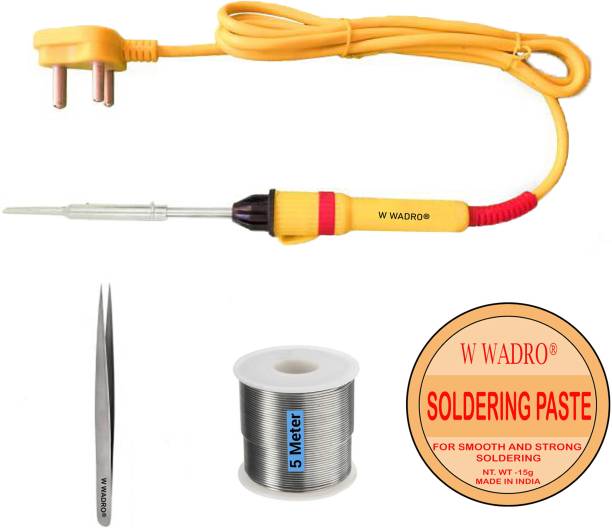 W Wadro Beginners Complete 4 in 1 25W Soldering Iron Kit with 5 Meter Solder Wire|Solder Paste & Tweezer 25 W Simple