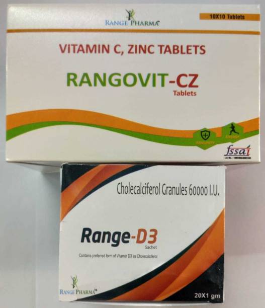 RANGE PHARMA Vitamin C Tablets and Vitamin D3 Sachet