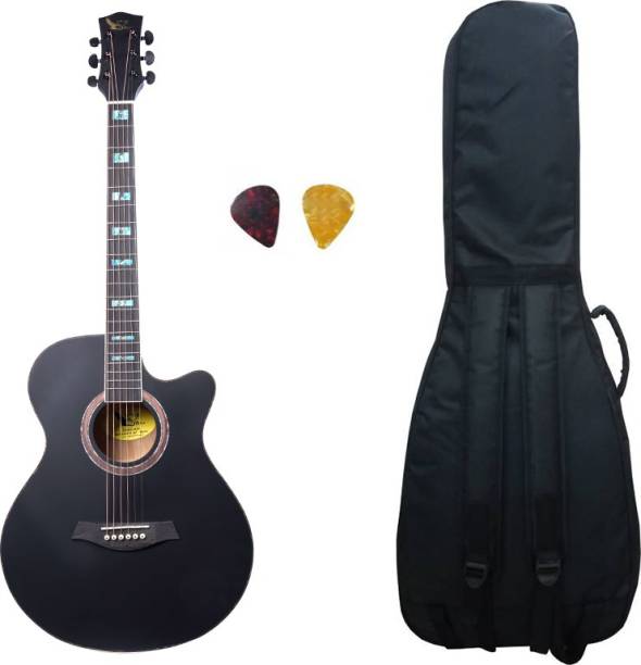 swan7 40C Semi-Acoustic Guitar -Black Matt Maven Series with Equalizer With Bag and Picks Semi-acoustic Guitar Spruce Rosewood Right Hand Orientation