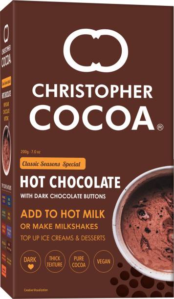Christopher Cocoa Hot Drinking Chocolate with Dark Chocolate Buttons 200g (Drink Hot or Cold Milk Shake) Malt Milk Powder