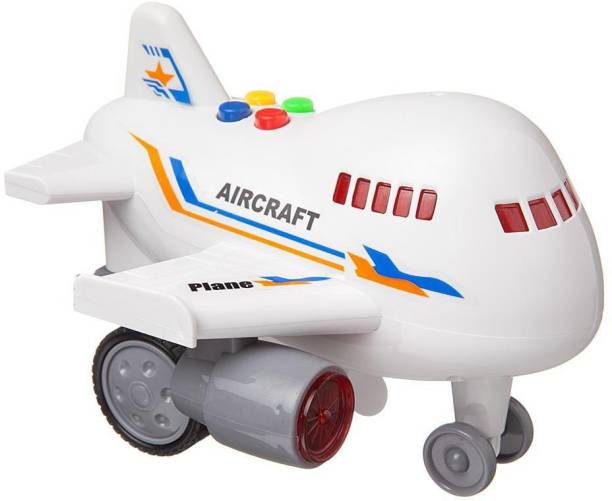 IndusBay Friction Inertia Powered Light Sound Aeroplane Airbus Toy - Airplane Toy for 2+ Years Old Boys & Girls | Light & Sound Toy for Kids