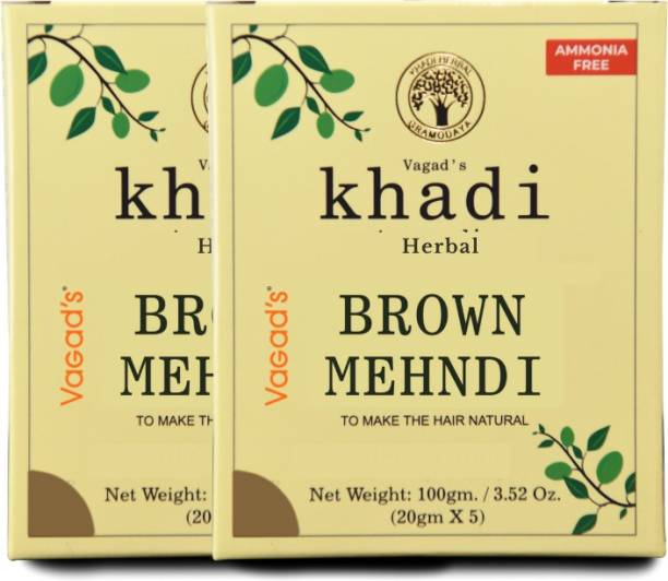vagad's khadi Herbal Hair Color, Brown, 200g Pack Of 2 Natural Mehendi