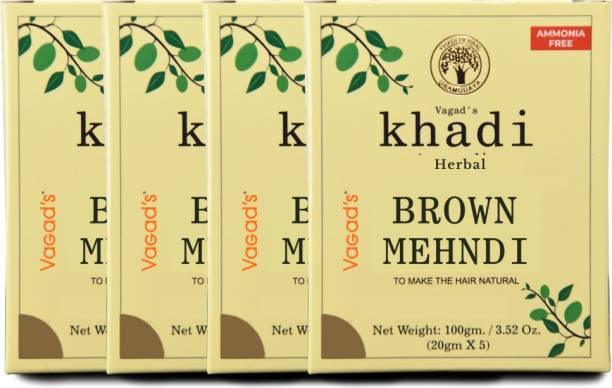 vagad's khadi Herbal Hair Color, Brown, 400g Pack OF 4 Natural Mehendi