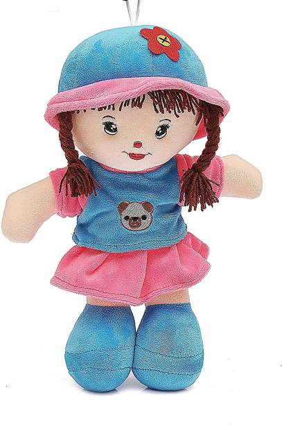 Hello Baby Super Soft Cute Looking Smiling Girl Soft Toy / Stuffed Soft Plush Toy 35 Cm For Kids (Blue/Pink)  - 34 cm