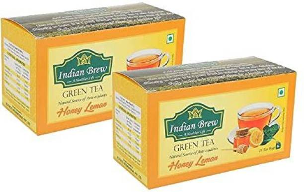 Indian Brew Lemon Honey Flavoured Green Tea Hibiscus Green Tea Bags Box
