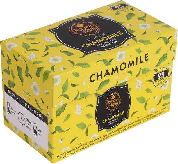 Karma Kettle Chamomile Tea Unbleached and Staple-Free 25 Teabags Chamomile Herbal Tea Bags Box