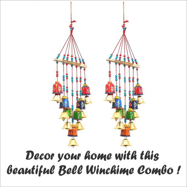 Khatu Crafts Handcrafted Bell Design Windchime Wood Windchime