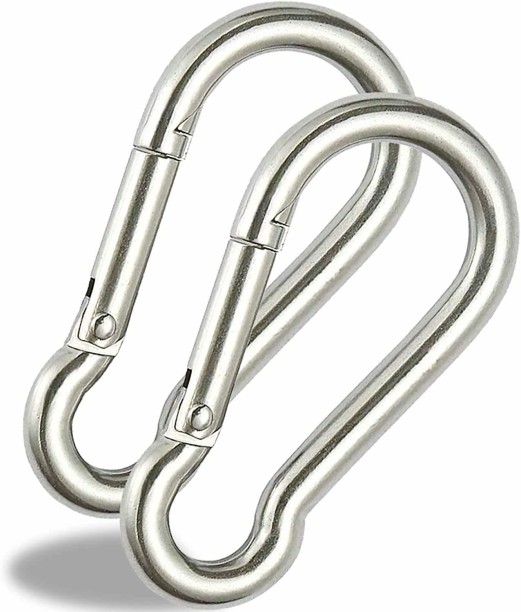 large & small STAINLESS STEEL Screw Lock CARABINER CLIPS ~ Snap Hooks HEAVY DUTY 