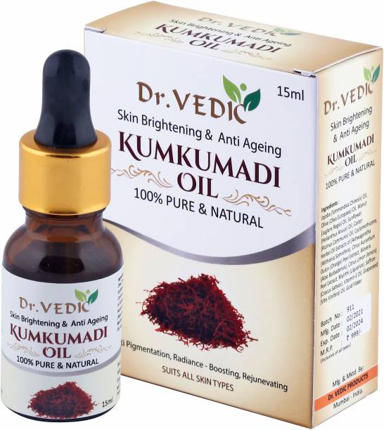 Dr.Vedic Kumkumadi Oil 100% Pure &amp; Natural For Skin Whitening, Reduces Acne &amp; Blemishes