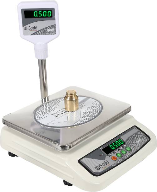 iScale i-05 Weighting Capacity 30kg x 1g Accuracy, Premium Electronic Chargeable Weighing Scale with Pole Green Display, Stainless Steel Pan, 10x12" for Kirana Shop and all other stores and Industries Weighing Scale