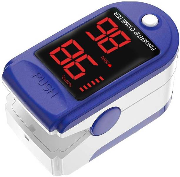 Healthgenie HGPOXM-101 Finger Tip Pulse Oximeter Measuring SpO2 and Pulse Rate, Oxygen Saturation Monitor, Oxygen Monitor, LED Display Portable Oximeter with Battery, Blue, Pack of 1 Pulse Oximeter