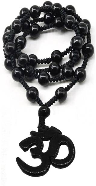 Men Style Religious Jewelry OM Locket With Crystal Chain Onyx Crystal, Cotton Dori Pendant Set