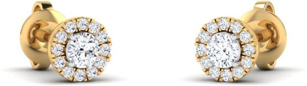 LORDS JEWELS Dazling Moon Diamond Earring Yellow Gold 14kt Diamond Stud Earring