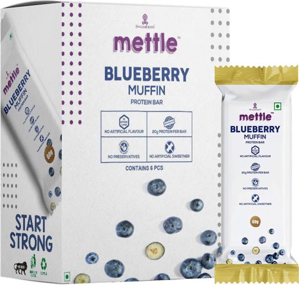 mettle Blueberry Muffin Protein Bar Pack of 6 (60gm x 6) Energy Bars