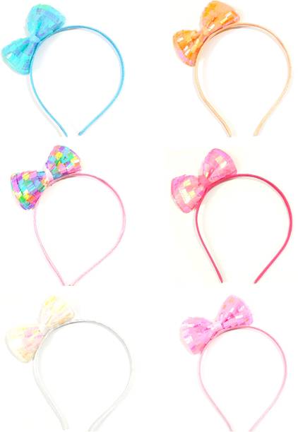 HOMEMATES Glitter Bow Hairband Shiny Bow Knot Teeth Plastic Hairband for Kids Girl Headbands for Kids Teens Toddlers Children's Hair Accessories (Set Of 6) Hair Band