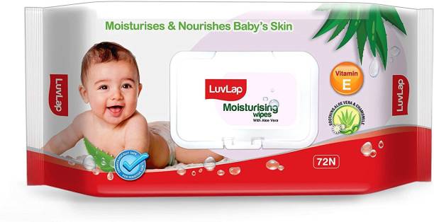 LuvLap Baby Moisturising Wipes with Aloe Vera, 72 wipes/pack with Lid