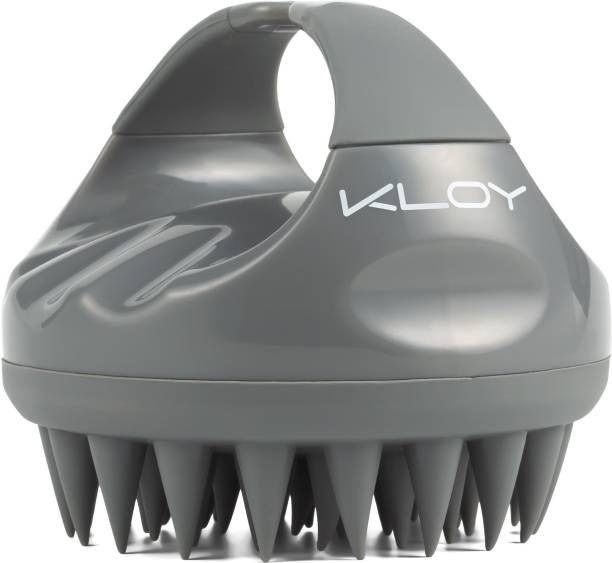 KLOY Hair Scalp Massager Exfoliator Shampoo Brush with Soft Silicone Bristles Anti Dandruff- Grey.