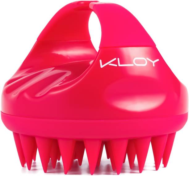 KLOY Hair Scalp Massager Exfoliator Shampoo Brush with Soft Silicone Bristles Anti Dandruff- Red