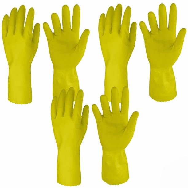 RBGIIT Rubberex Flock Lined Cleaning Hand Gloves Rubber Hand Gloves for Cleaning, Gardening, Dish-Washing, scrubbing, Kitchen. Flock-Lined Multi-Purpose, Anti-Slip Natural Latex Imported Gloves Premium Reusable Rubber Cleaning Gloves Set | Hand Gloves Free Size for Washing, Cleaning Kitchen, Gardening Cleaning Gloves - Home, Kitchen, Dish Washing, Bathroom, Toilet -Acid Oil & Caustic Chemical ResistantBGI_A26 Wet and Dry Disposable Glove Set