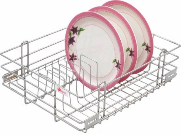 solemn Stainless Steel Thali and Plate Basket(15x20x8 Inches) Utensil Kitchen Rack