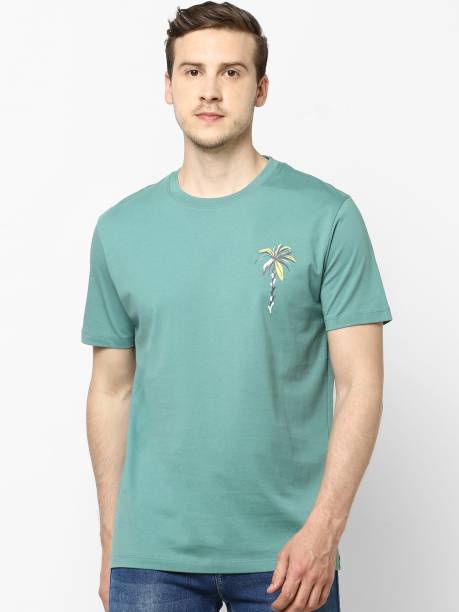 Celio Printed Men Round Neck Light Green T-Shirt