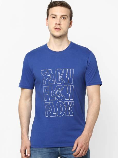 Celio Printed Men Polo Neck Light Blue T-Shirt