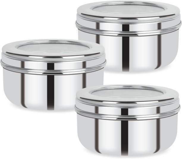 Renberg Stainless Steel Puri Canister Set of 3, 300ml, Sliver (RBIN-6090)  - 300 ml Steel Utility Container