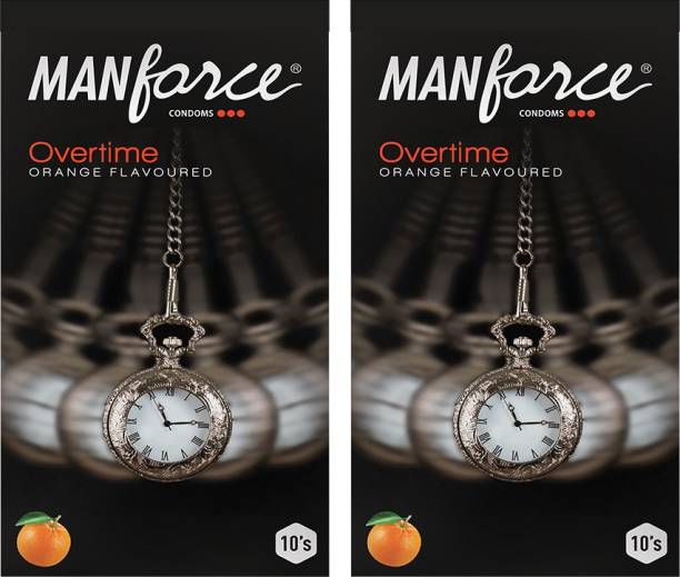 MANFORCE Overtime Orange 3in1 (Ribbed, Contour, Dotted) Condoms - 10s (Pack of 2) Condom