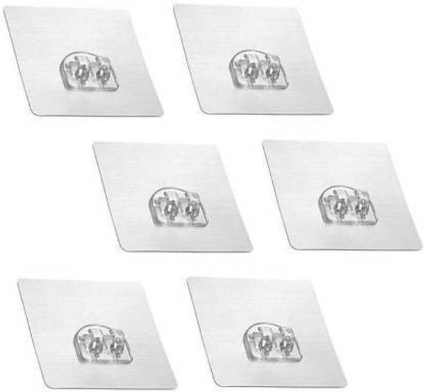 Nyalkaran Waterproof and Oilproof Transparent Self Adhesive Stickers for Stainless Steel Bathroom Shelves and Soap Dish ( ONLY STICKER) (Pack of 6) Hook 6