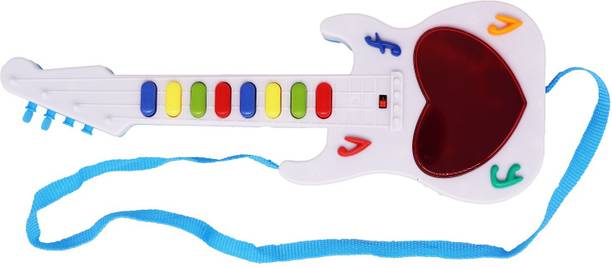 AZEENA Music Mini Guitar Toy With Sound And Flashing LED Light | Battery Operated | Musical Instrument | Electric Keyboard | Light Toys | Best Gift For Kids And Toddlers | Package Item: Guitar