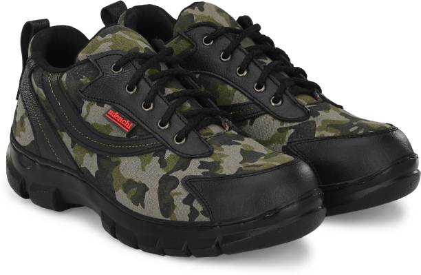Udenchi Military Green Camouflage Army Steel Toe Genuine Leather, Textile Safety Shoe