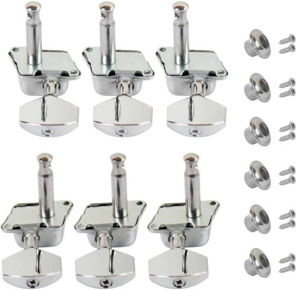 KANHA HUB Chrome Tuning Peg Silver for Acoustic Guitar Parts Tuners Keys Guitar Tuning Pegs Tuners Machine Heads 3R+3L(6 PCS) Manual Analog Tuner