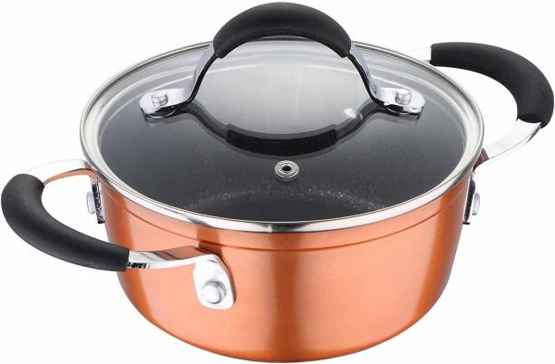 BERGNER Infinity Chefs Forged Aluminium with Glass Lid 24 cm Induction Base Non-Stick Cook and Serve Casserole