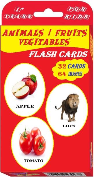 SA Flash Cards for Kids - 32 Cards & 64 Images | Children Early Learning Flash Cards of Fruits, Vegetables & Animals