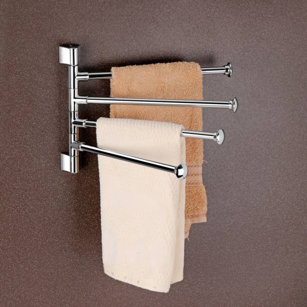 HARMONUS Stainless Steel 180 Degree 4-Arm Bathroom Swing Hanger Towel Rack/Holder for Bathroom/Towel Stand/Rotating Towel Rack/Bathroom Accessories NAPKIN RING Towel Holder