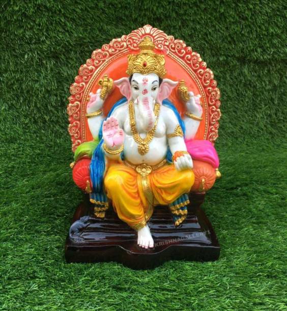 krishnagallery1 Marble Ganesh Murti Kamal ganesh, Ganesh idol, ganesh Ji Murti, Laxmi Ganesh (Home temple Poojan Use, Office Temple, Gifted use) Decorative Showpiece  -  30 cm