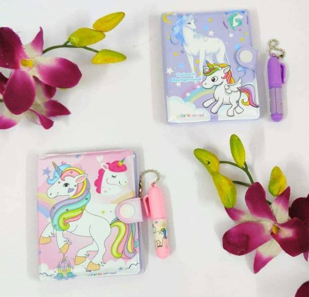 Fullkart Unicorn Diary with Pen Mini Diary Unruled 100 Pages
