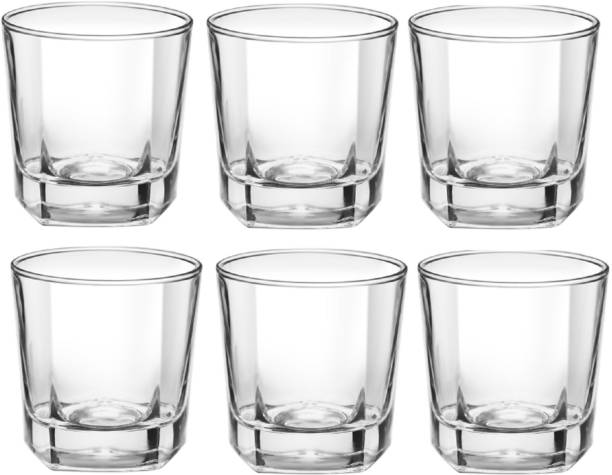 TREO (Pack of 6) Crescent Cool Set of 6, 205 ml, Transparent Glass Set Water/Juice Glass