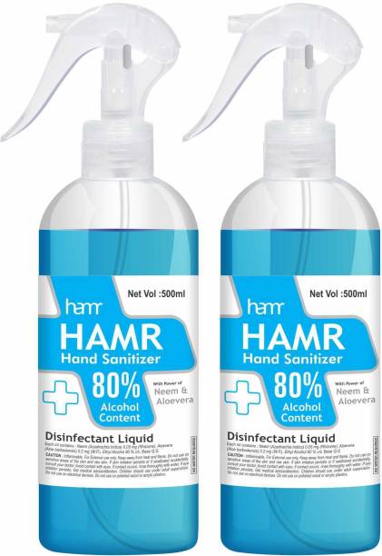 HAMR  Spray 2 * 500 ml, Ethyl Alcohol 80% Sanitizer Spray Bottle