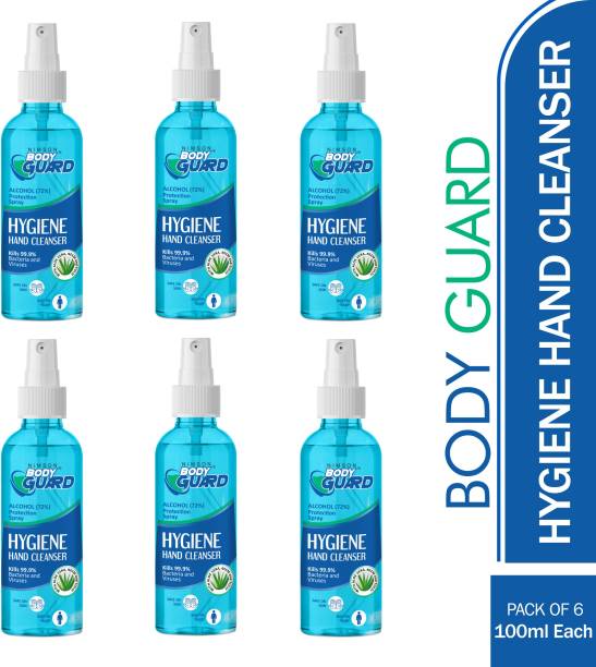Nimson Body Gurad Daily Defense Alcohol Based Hygiene Hand Cleanser Spray, Kill Germ 99.9% Backetria Pack of 6, 100ml Each Bottle Hand Sanitizer Bottle