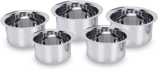 Flipkart SmartBuy Set of 5 Stainless Steel High Quality 22 Gauge Flat Base Cookware Set / Steel Tope Set with Lid ( Stainless Steel, 5 – Pieces) (1…