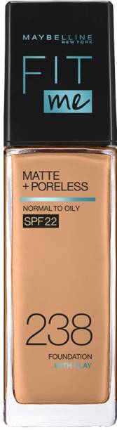 MAYBELLINE NEW YORK Fit Me Matte+Poreless Liquid Foundation (With Pump & SPF 22), 238 Rich Tan Foundation