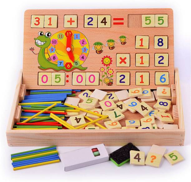 Wishkey 2 In 1 Double Sided Multi Functional Digital Computing Learning Box,Montessori Early Teaching Educational Toy