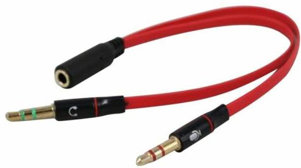 SOUVENIR Red, Black Headset Splitter Cable, Gold-Plated 1 Female to 2 Male Strong Braided Y Splitter Audio Cable Separate Microphone Headphone Port Gaming Headset Splitter PC Earphone Adapter Phone Converter