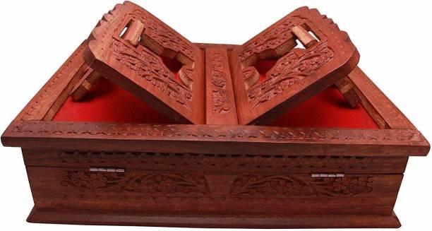Empire Arts HandCrafted Wooden Carving Rehal Box / Holy Book Stand Table Top Magazine Holder