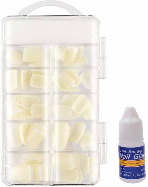 BR Belle Rosa 100 Tips Artificial / Fake Nails with Glue white WHITE