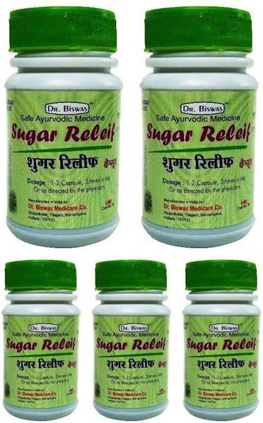 Dr. Biswas Safe Ayurvedic Medicine Sugar Relief 50 Capsules (Pack of 5)
