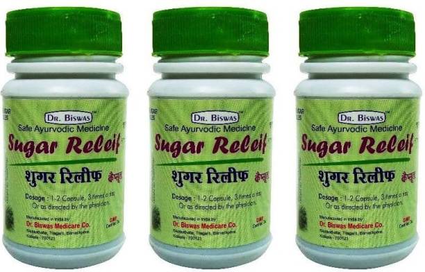 Dr. Biswas Safe Ayurvedic Medicine Sugar Relief 50 Capsules (Pack of 3)